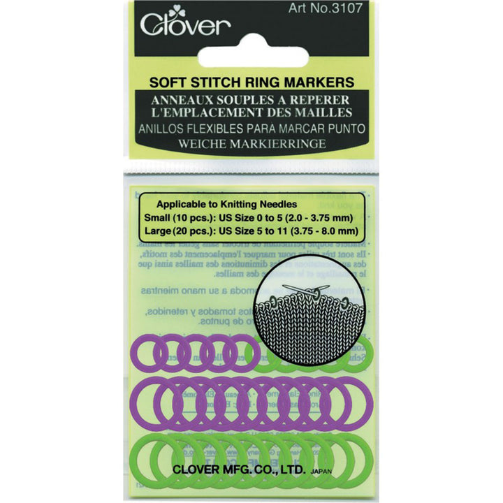 Clover Stitch Markers - Soft Stitch Ring Markers - Zoom Image