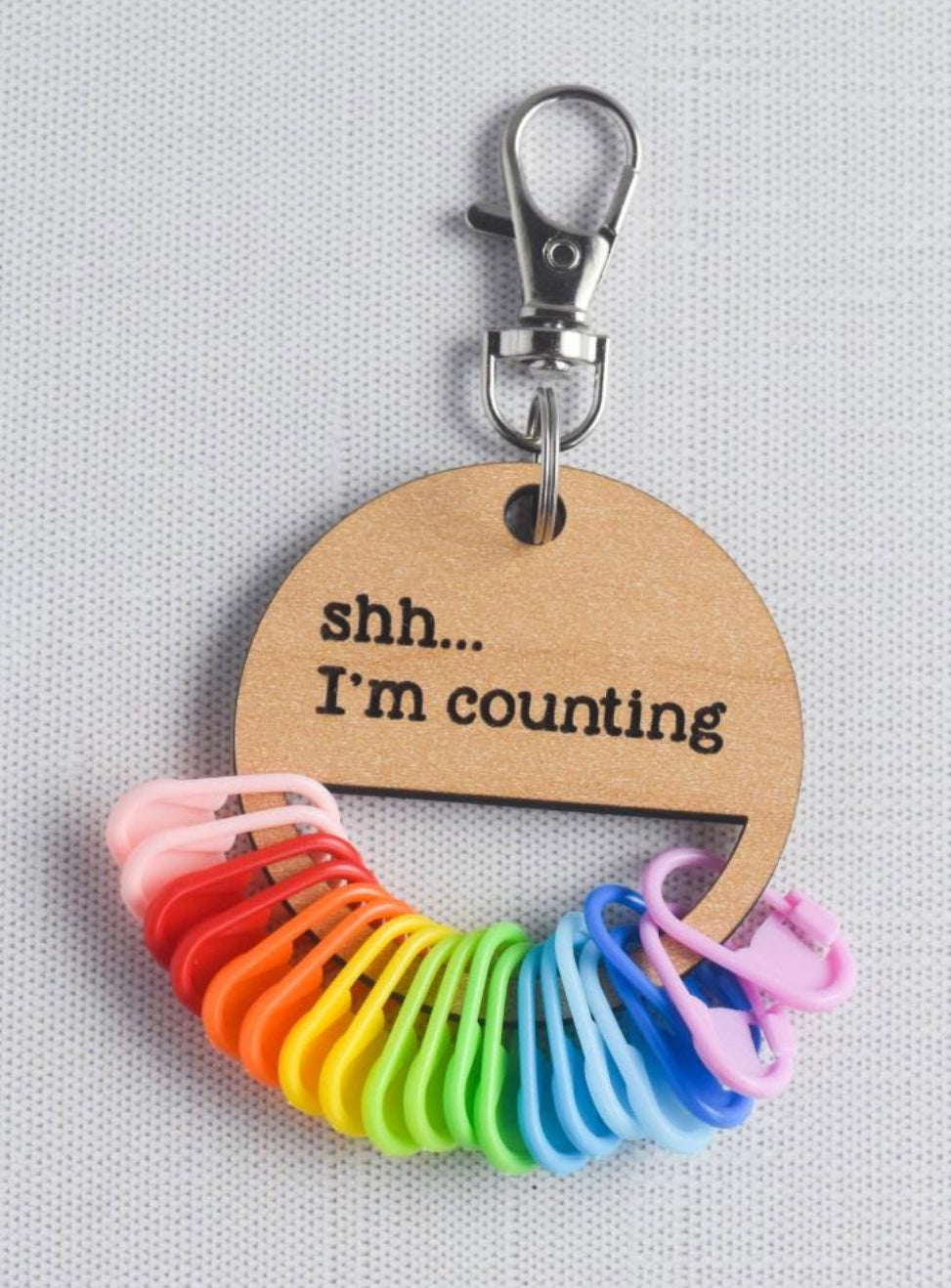 Customizable Stitch Marker Holder Keychain - Shh I'm counting
