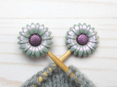 Fox & Pine Stitches Stitch Stoppers/ Point Protector - Green Grey Shimmer Daisy