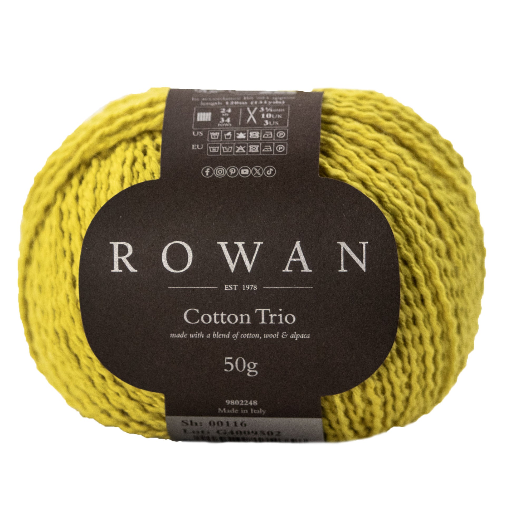 Rowan Cotton Trio Yarn - 116 Lime
