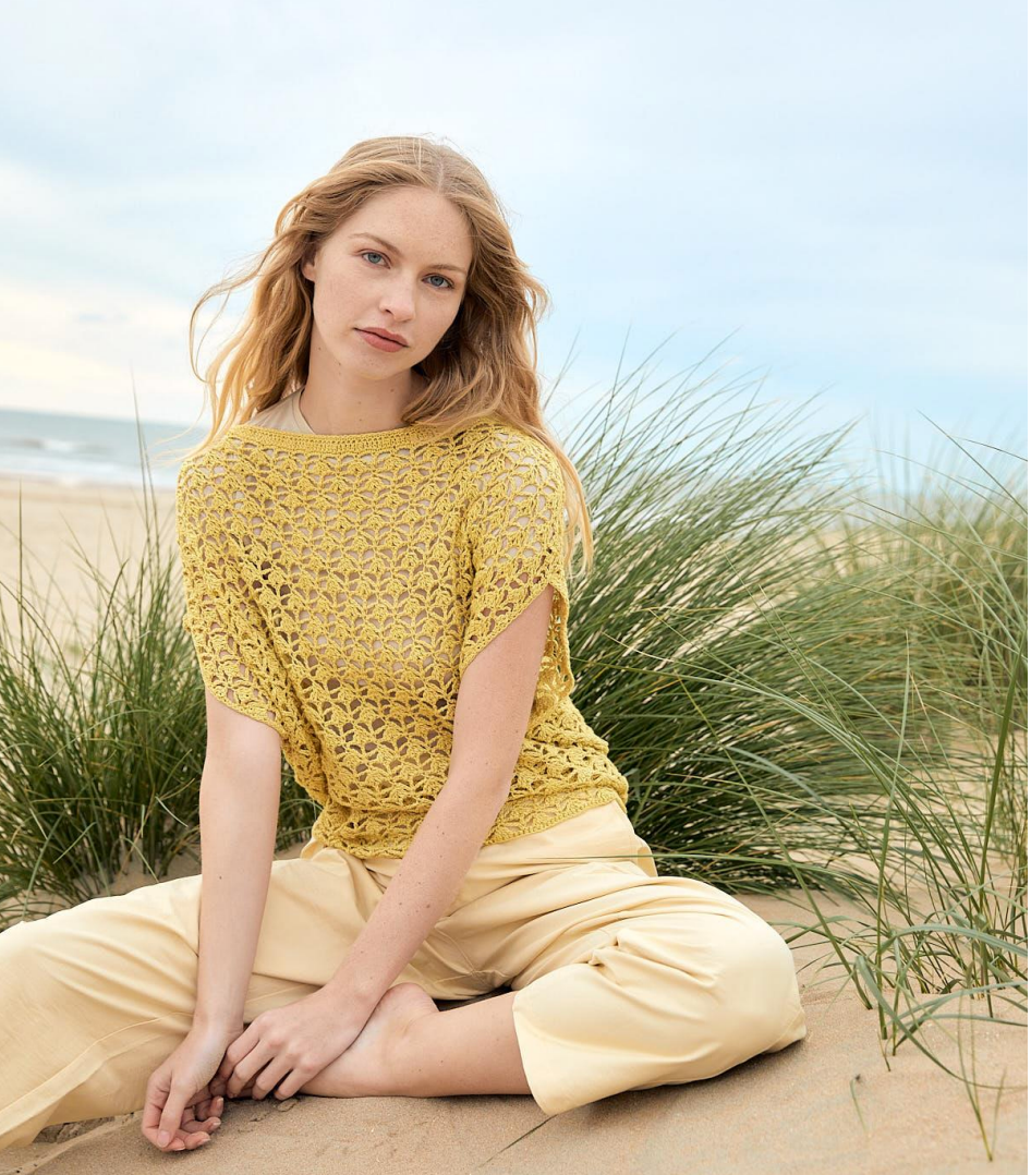 Lana Grossa Natural Knits 01 Patterns - 16 Lacy Crochet Tee - PDF Download
