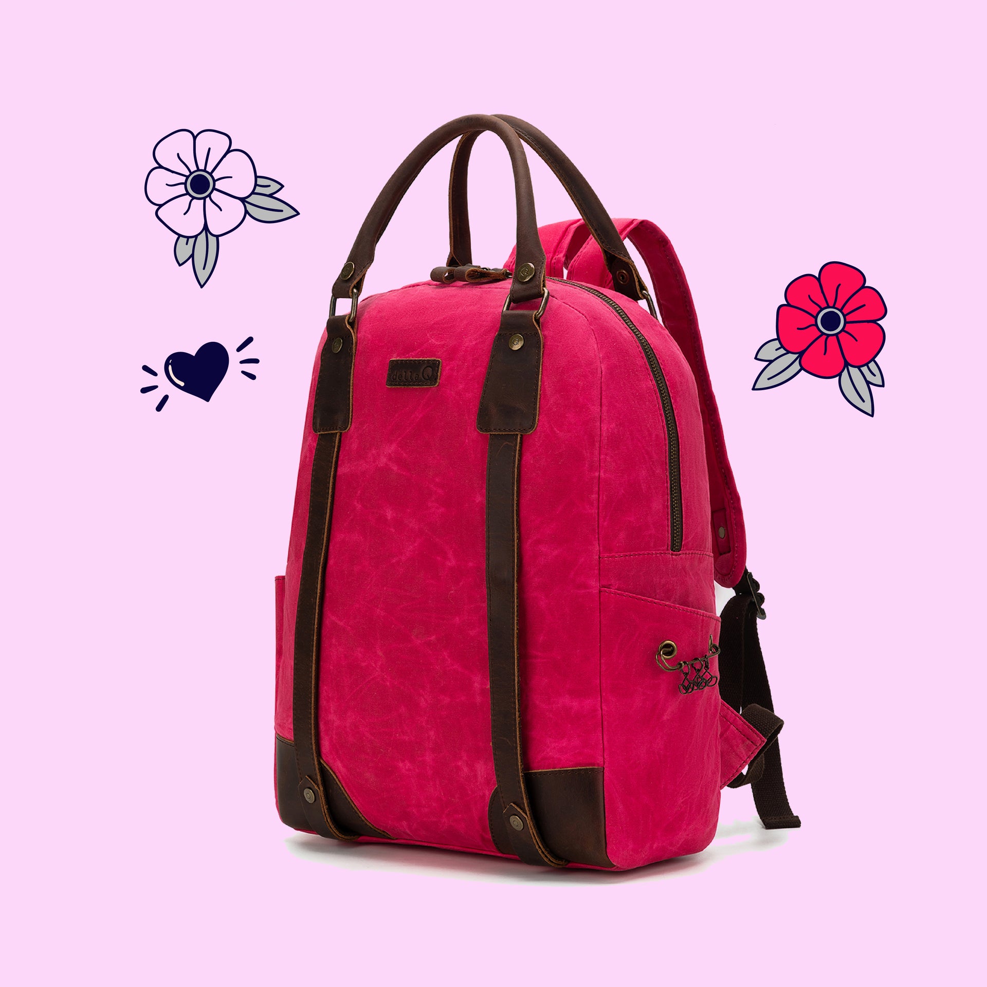 della Q Maker's Canvas Backpack - Vivid Rose
