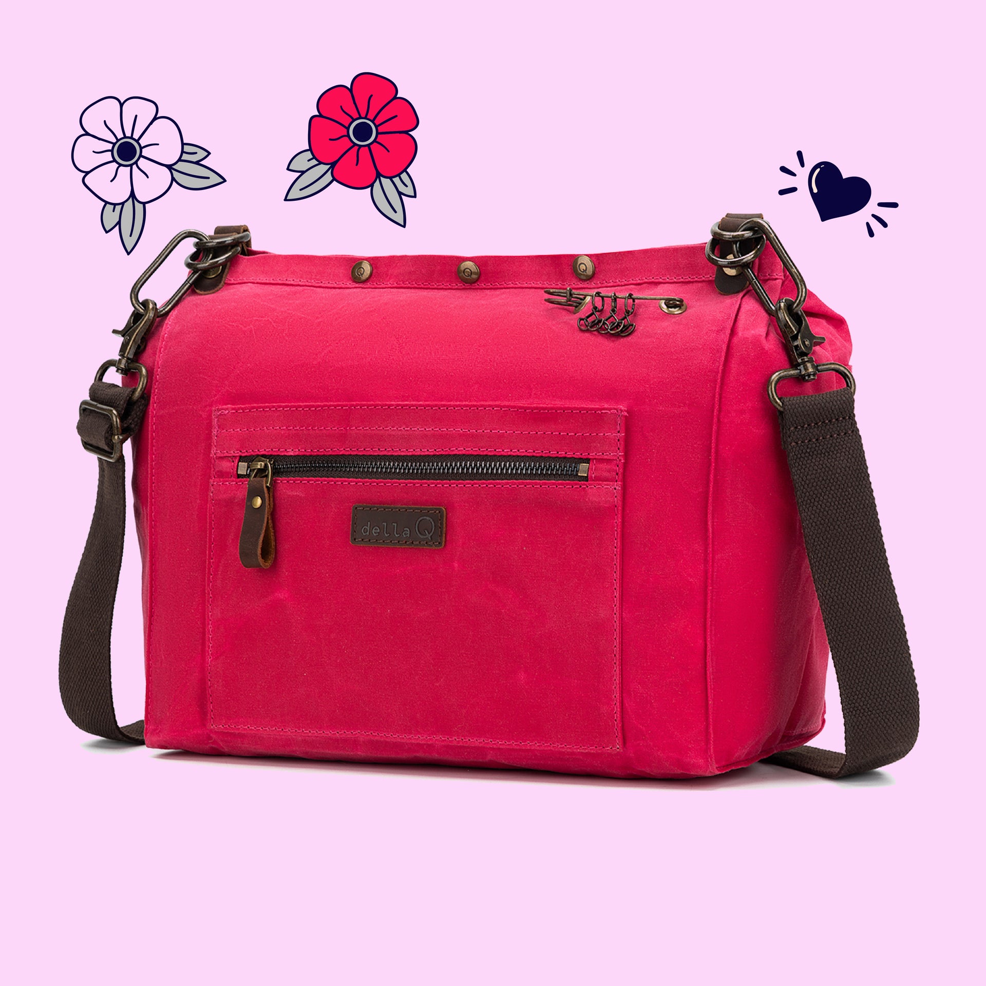 della Q Maker's Canvas Rucksack - Vivid Rose
