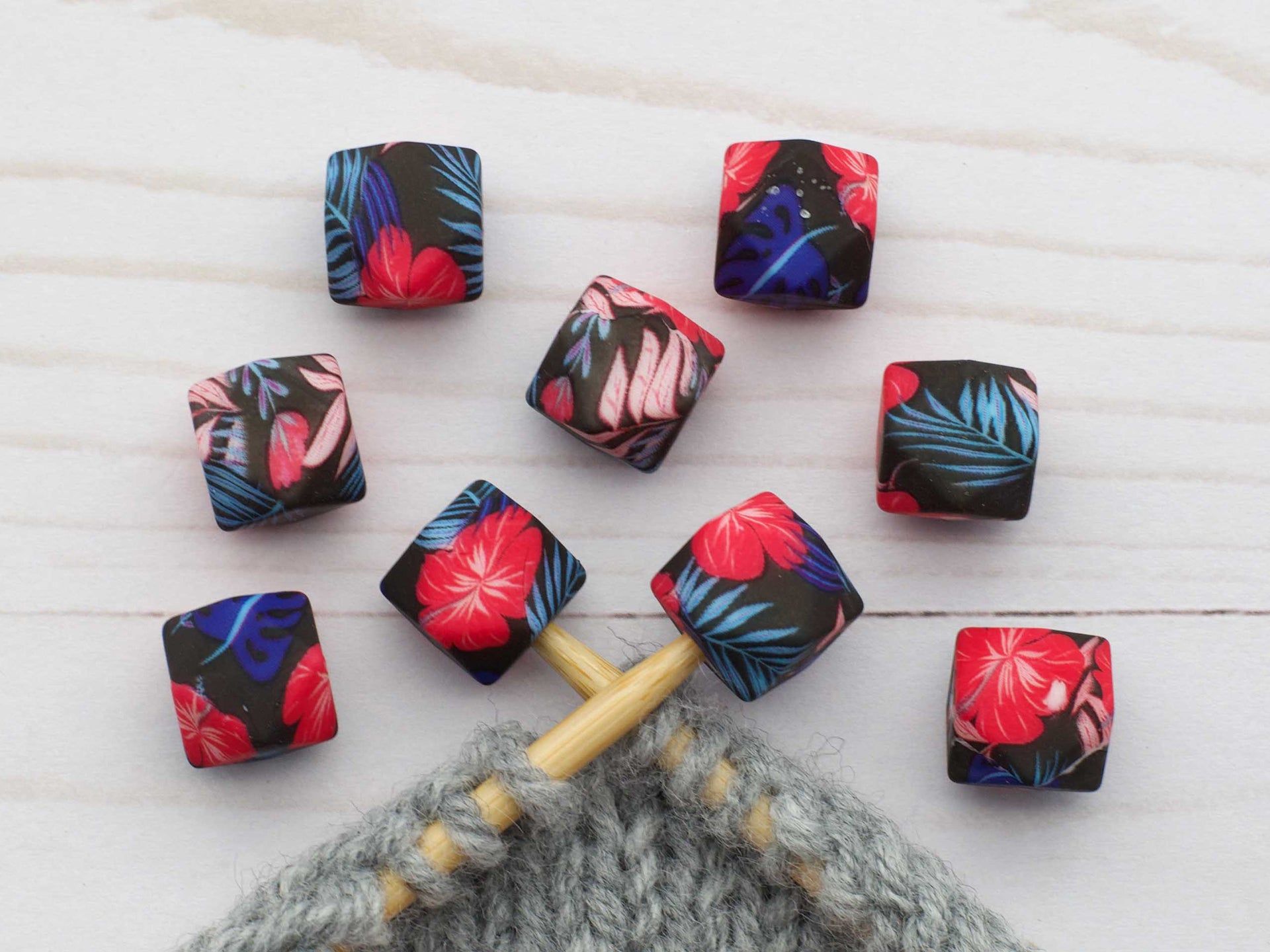 Fox & Pine Stitches Stitch Stoppers/  Point Protector - Navy Tropical Hexagon
