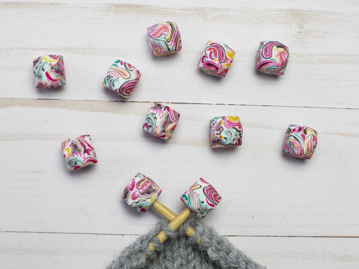 Fox & Pine Stitches Stitch Stoppers/  Point Protector - Pink Paisley Hexagon
