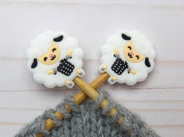 Fox & Pine Stitches Stitch Stoppers/  Point Protector - White Knitting Sheep